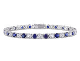 14.20 Carat (ctw) Lab-Created Blue and White Sapphire Bracelet in Sterling Silver  (7.25 Inches)